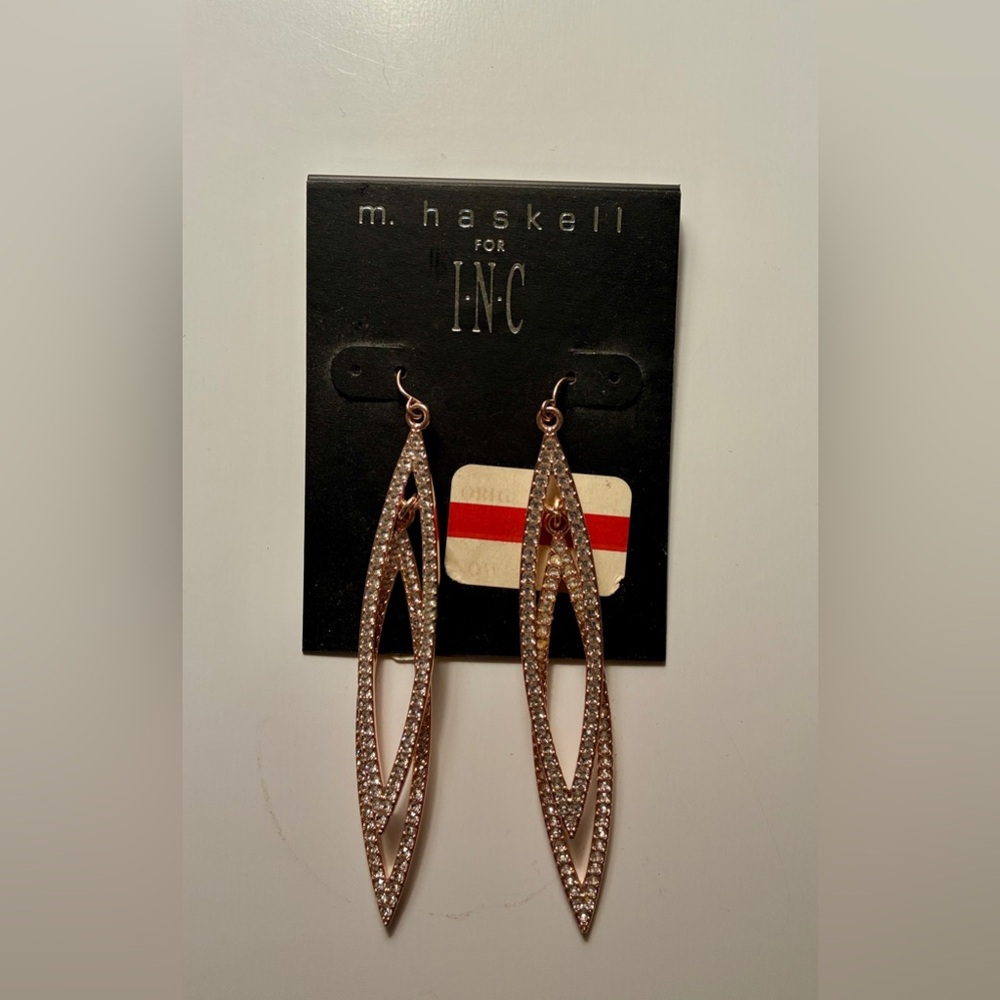 Gold Tone Crystal Marquise Drop Earrings